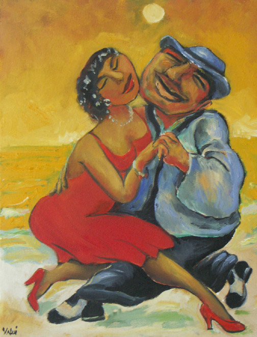 Bailadores Con Fondo Amarillo by Luis Castellanos Valui